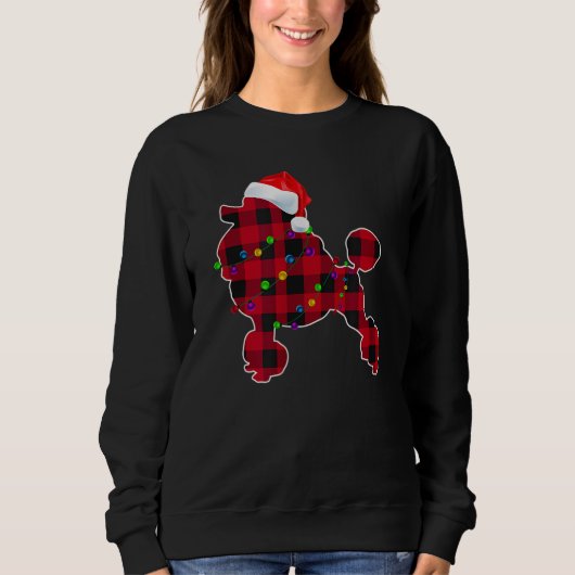 Poodle Dog Red Pset-kerstpyjama's Licht Gift Trui (Voorkant)