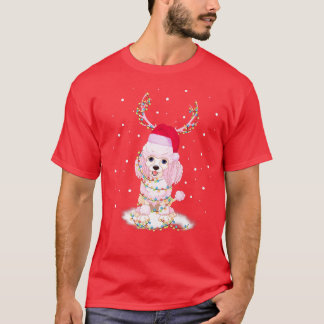 Poodle Dog Reindeer Costume-kerstlampjes T-shirt