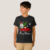Poodle Dog Riding Red Truck Kerstdecoratie T-shirt (Voorkant volledig)