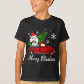 Poodle Dog Riding Red Truck Kerstdecoratie T-shirt (Voorkant)