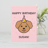 Poodle Dog | Roze en geel vogelflatje Kaart (Staand voorkant)