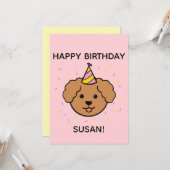 Poodle Dog | Roze en geel vogelflatje Kaart (Voorkant / Achterkant in situ)