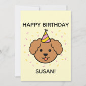 Poodle Dog | Roze en geel vogelflatje Kaart (Voorkant)