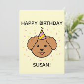 Poodle Dog | Roze en geel vogelflatje Kaart (Staand voorkant)