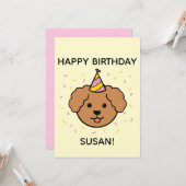 Poodle Dog | Roze en geel vogelflatje Kaart (Voorkant / Achterkant in situ)