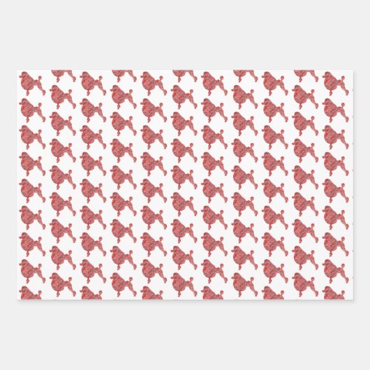 Poodle Dog Schattige Silhouet Rood Merry Woofmas Inpakpapier Vel (Voorkant 3)