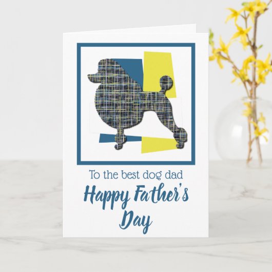 Poodle Dog Silhouette Driekleurige Vaderdagkaart Kaart (Gele Bloem)