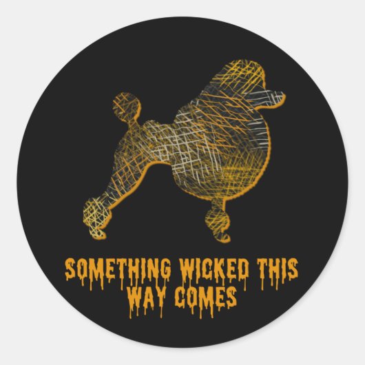 Poodle Dog Silhouette Fun Halloween Ronde Sticker (Voorkant)