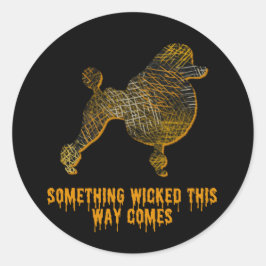 Poodle Dog Silhouette Fun Halloween Ronde Sticker
