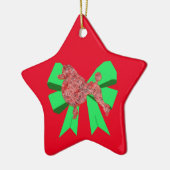 Poodle Dog Silhouette Green Bow Kerstmis Keramisch Ornament (Links)