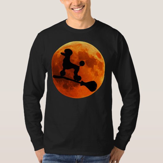 Poodle Dog Silhouette Moon Halloween T-shirt (Voorkant)