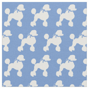 Poodle Dog Silhouette Pet Light Blue Stof