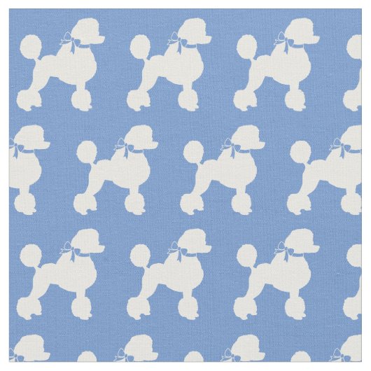 Poodle Dog Silhouette Pet Light Blue Stof (Close Up)