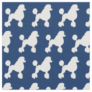 Poodle Dog Silhouette Pet Navy Blue Stof