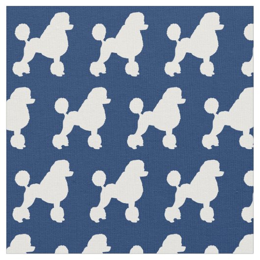 Poodle Dog Silhouette Pet Navy Blue Stof (Close Up)