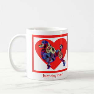 Poodle Dog Silhouette Valentijnsdag Red Heart Koffiemok