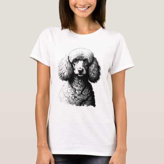 Poodle Dog Sketch Art Women’s White Tee T-shirt (Voorkant)
