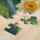 Poodle Dog Spring Bloemen Schilderij Legpuzzel (Zijkant)