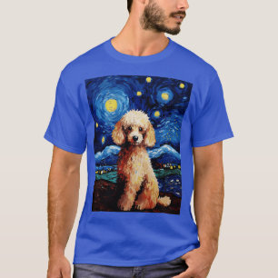 Poodle Dog Sterrennacht Van Gogh Kunstliefhebber T-shirt