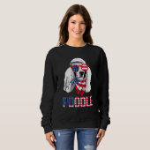 Poodle Dog Sunbril American Flag 4 juli Trui (Voorkant volledig)
