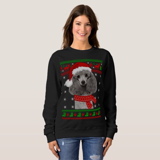 Poodle Dog Ugly Sweater Kerstpuppy Hondenliefhebbe (Voorkant volledig)