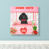 poodle Dog Valentijnsdag Kissing Booth Canvas Afdruk (Insitu (Houten vloer))