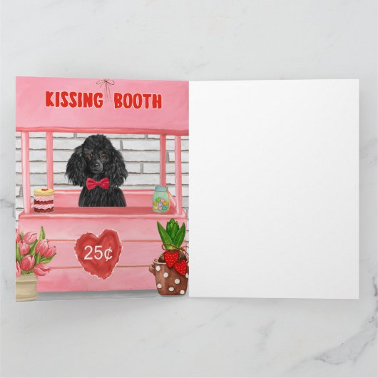poodle Dog Valentijnsdag Kissing Booth Kaart (Binnen)