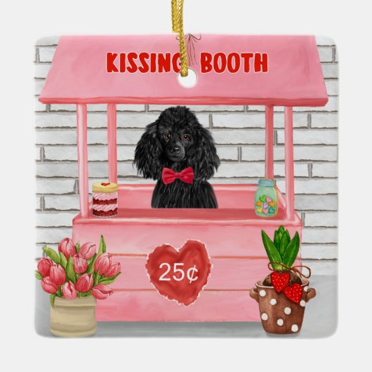 poodle Dog Valentijnsdag Kissing Booth Keramisch Ornament (Voorkant)