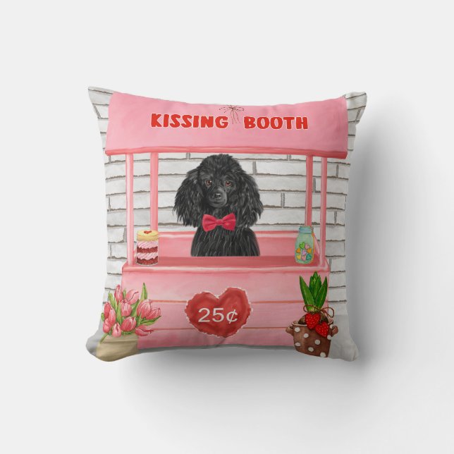 poodle Dog Valentijnsdag Kissing Booth Kussen (Voorkant)