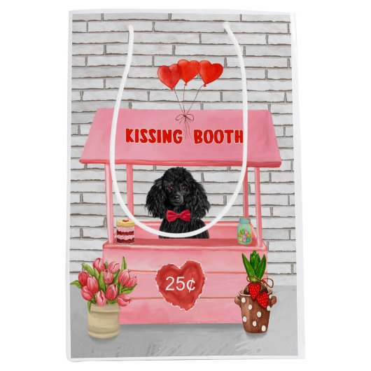 poodle Dog Valentijnsdag Kissing Booth Medium Cadeauzakje (Voorkant)