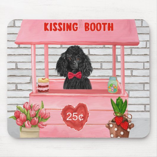 poodle Dog Valentijnsdag Kissing Booth Muismat (Voorkant)