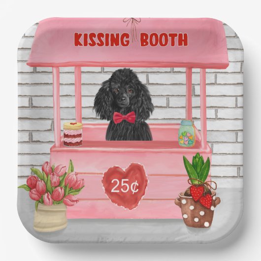 poodle Dog Valentijnsdag Kissing Booth Papieren Bordje (Voorkant)