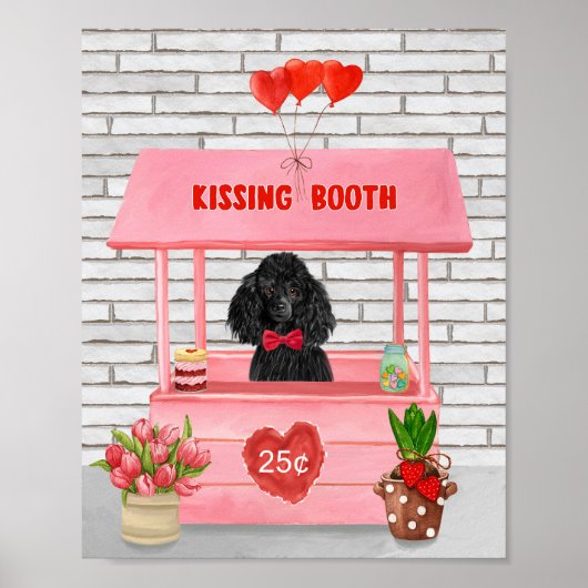 poodle Dog Valentijnsdag Kissing Booth Poster (Voorkant)