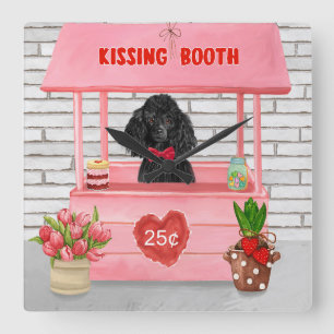 poodle Dog Valentijnsdag Kissing Booth Vierkante Klok