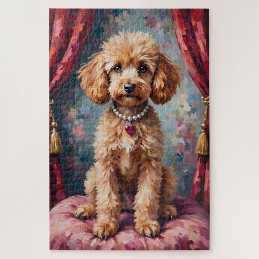 Poodle Dog Valentijnsdag Robijnen Hart Elegantie Legpuzzel (Verticaal)
