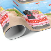 Poodle Dog Valentijnsdag Truck Hearts Cadeaupapier (Rol Hoek)