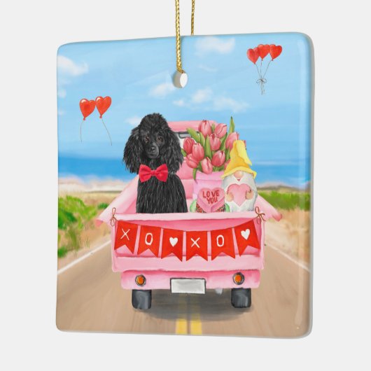 Poodle Dog Valentijnsdag Truck Hearts Keramisch Ornament (Links)