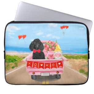 Poodle Dog Valentijnsdag Truck Hearts Laptop Sleeve