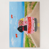 Poodle Dog Valentijnsdag Truck Hearts Legpuzzel (Verticaal)