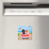 Poodle Dog Valentijnsdag Truck Hearts Magneet (Insitu (Vaatwasser))