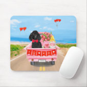 Poodle Dog Valentijnsdag Truck Hearts Muismat (Met muis)