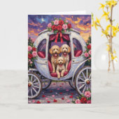 Poodle Dog Valentine's Day  Kaart (Gele Bloem)