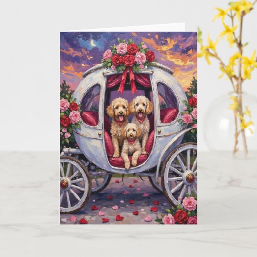 Poodle Dog Valentine's Day  Kaart (Gele Bloem)