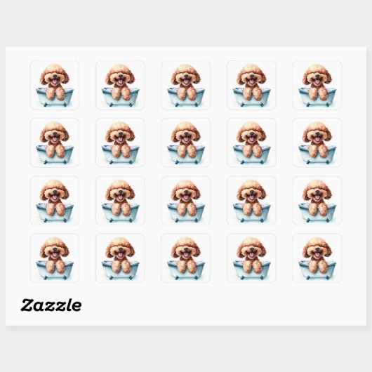 Poodle Dog Vierkante Sticker (Vel)