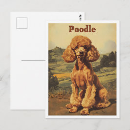 Poodle Dog Vintage Art Briefkaart