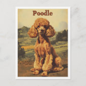 Poodle Dog Vintage Art Briefkaart (Voorkant)