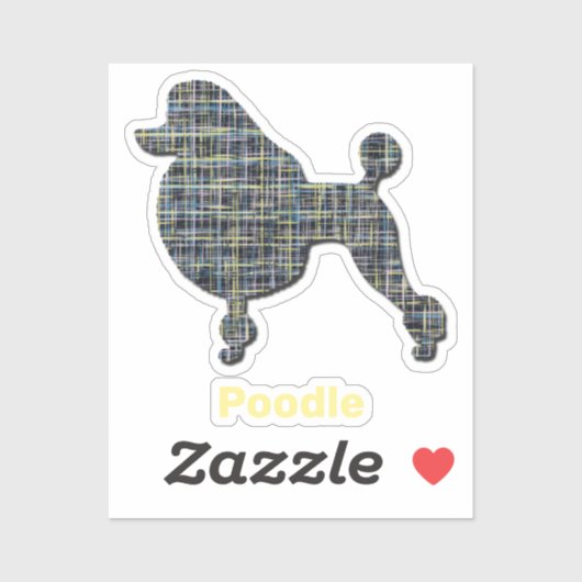 Poodle Dog Yellow & Blue Grid Classic Cut Sticker (Vel)