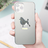 Poodle Dog Yellow & Blue Grid Classic Cut Sticker (Telefoon)