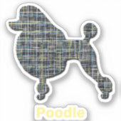 Poodle Dog Yellow & Blue Grid Classic Cut Sticker (Voorkant)