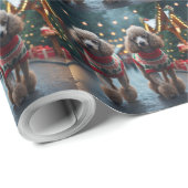 Poodle Dogs Christmas Snow Holiday  Cadeaupapier (Rol Hoek)